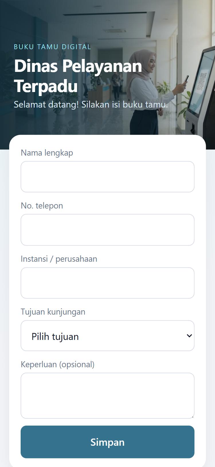 Form buku tamu di layar HP