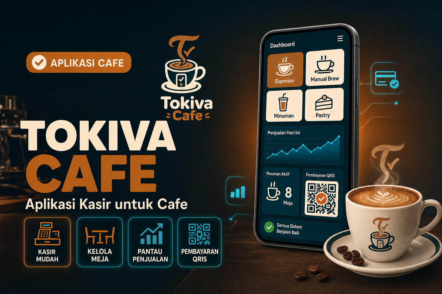Tokiva Cafe — Aplikasi Kasir Cafe Offline (Sekali Bayar)