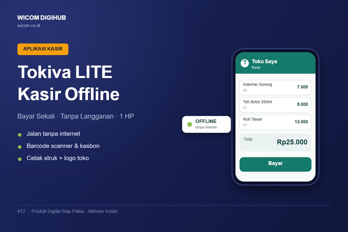Tokiva LITE — Aplikasi Kasir Offline (Sekali Bayar)