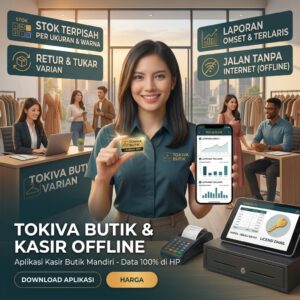 Tokiva Butik – Aplikasi Kasir Butik, Stok per Ukuran (Sekali Bayar)