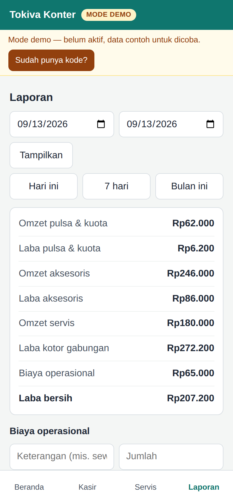 Tokiva Konter – Aplikasi Kasir Khusus Konter HP - Image 2