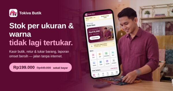 Tokiva Butik — aplikasi kasir butik, stok per ukuran dan warna, sekali bayar