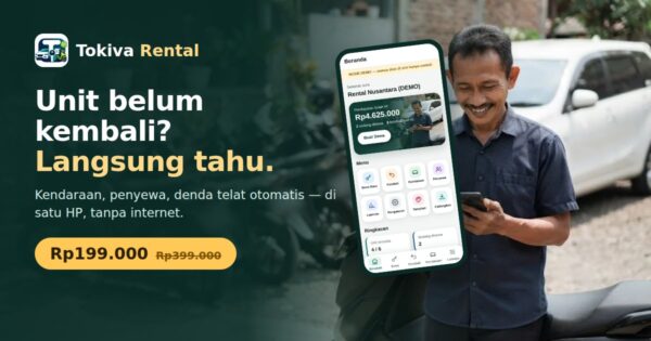 Thumbnail Tokiva Rental — aplikasi rental mobil & motor Rp199.000 sekali bayar